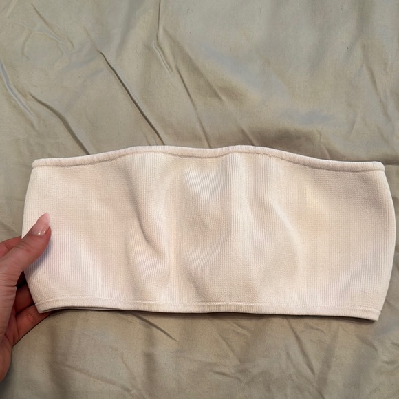 Light pink/white balmain X H&M crop ribbed top size 10 - Picture 3 of 5